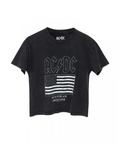 AC/DC Back in Black US Flag Lightning Bolt 1980 Tour Black T-Shirt $8.05 Shirts