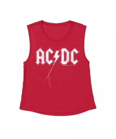 AC/DC Ladies' Muscle Tank Top | Lightning Strike Logo Shirt $15.16 Shirts