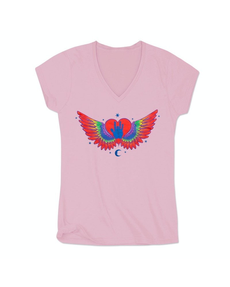 Jerry Garcia Heart & Wings Women's Organic V-Neck T-Shirt $8.82 Shirts