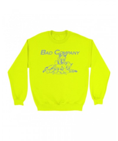 Bad Company Bright Colored Sweatshirt | Run With The Pack Slate Blue Image Sweatshirt $15.73 Sweatshirts