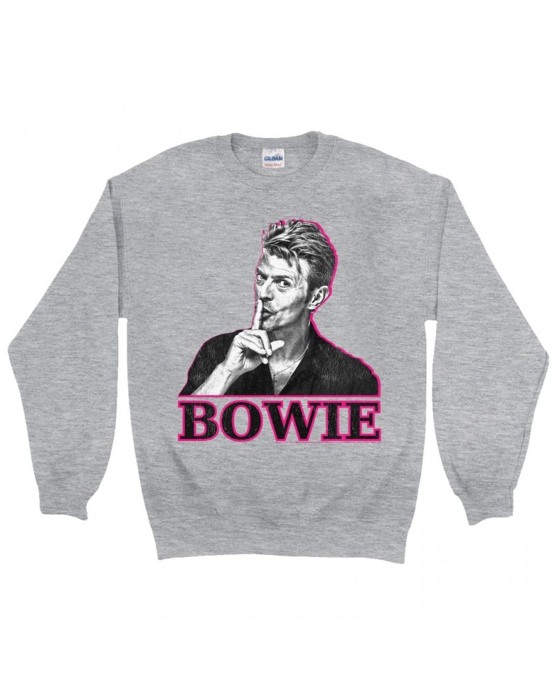 David Bowie Sweatshirt | Black And White In Pink Photo Sweatshirt $16.43 Sweatshirts