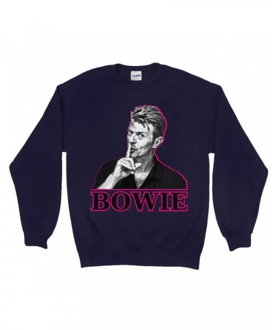 David Bowie Sweatshirt | Black And White In Pink Photo Sweatshirt $16.43 Sweatshirts