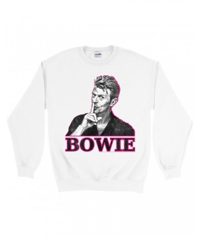 David Bowie Sweatshirt | Black And White In Pink Photo Sweatshirt $16.43 Sweatshirts