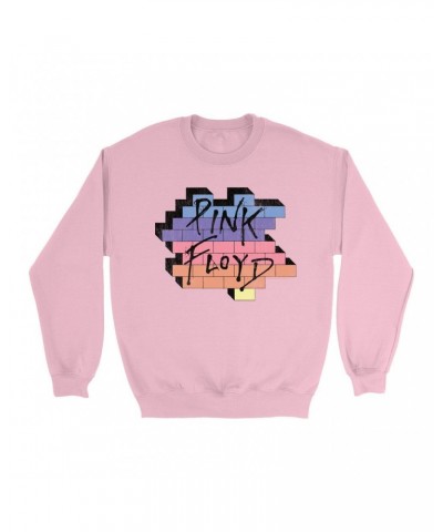 Pink Floyd Bright Colored Sweatshirt | Another Brick In The Wall Rainbow Ombre Image Distressed Sweatshirt $13.28 Sweatshirts