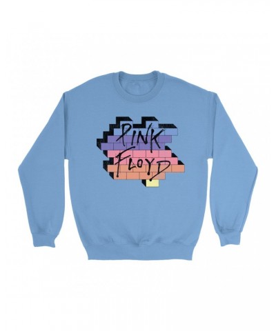 Pink Floyd Bright Colored Sweatshirt | Another Brick In The Wall Rainbow Ombre Image Distressed Sweatshirt $13.28 Sweatshirts