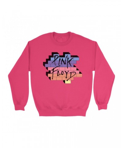 Pink Floyd Bright Colored Sweatshirt | Another Brick In The Wall Rainbow Ombre Image Distressed Sweatshirt $13.28 Sweatshirts