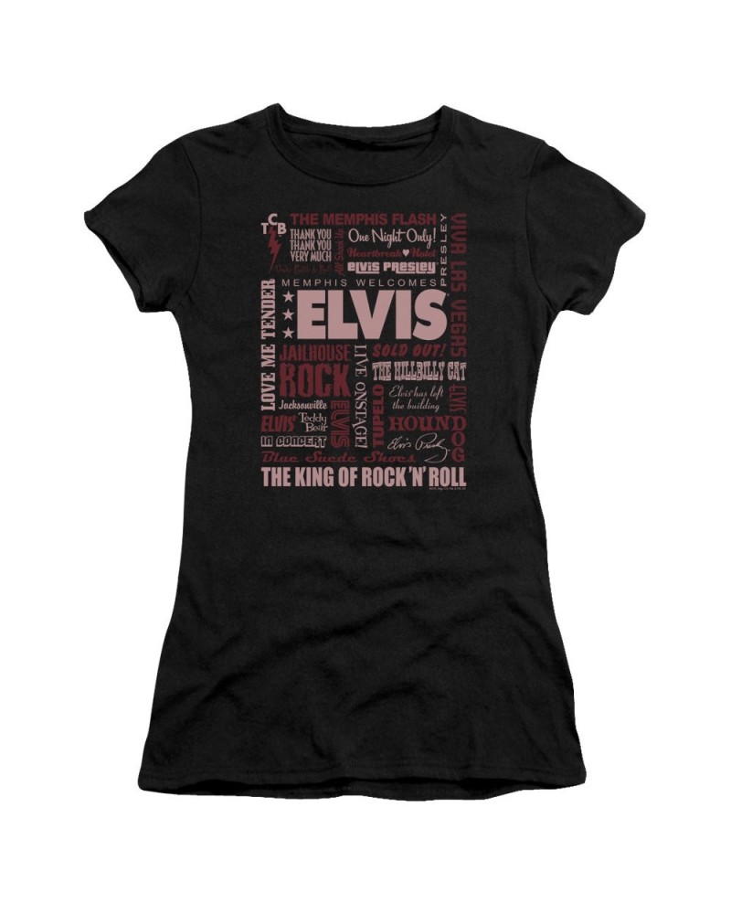 Elvis Presley Juniors Shirt | WHOLE LOTTA TYPE Juniors T Shirt $7.31 Shirts