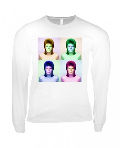 David Bowie Long Sleeve Shirt | Bowie Pop Color Shirt $11.38 Shirts