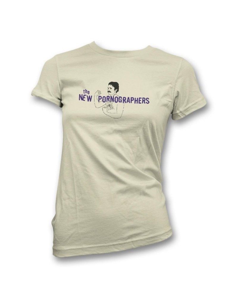 The New Pornographers Mustache Man Cream T-Shirt - Women's $9.20 Shirts