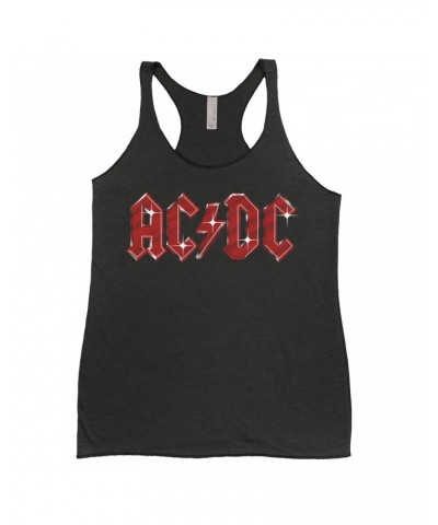 AC/DC Ladies' Tank Top | Sparkle Red Logo Distressed Shirt $8.69 Shirts