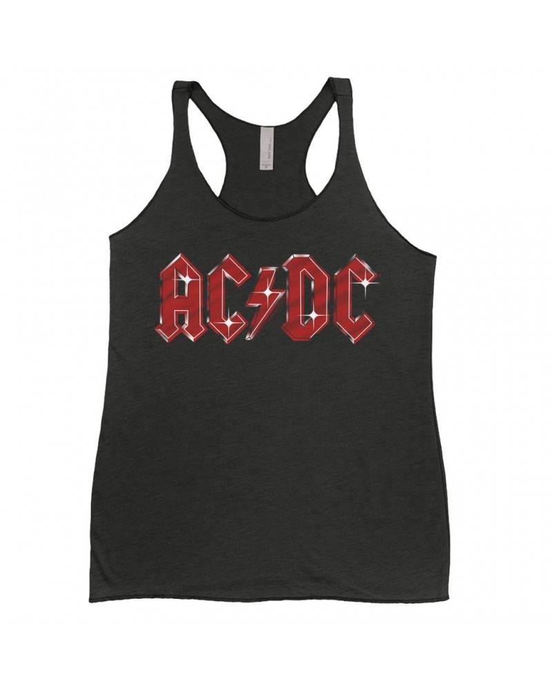 AC/DC Ladies' Tank Top | Sparkle Red Logo Distressed Shirt $8.69 Shirts