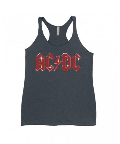 AC/DC Ladies' Tank Top | Sparkle Red Logo Distressed Shirt $8.69 Shirts