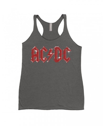 AC/DC Ladies' Tank Top | Sparkle Red Logo Distressed Shirt $8.69 Shirts