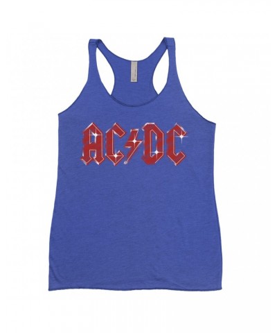 AC/DC Ladies' Tank Top | Sparkle Red Logo Distressed Shirt $8.69 Shirts