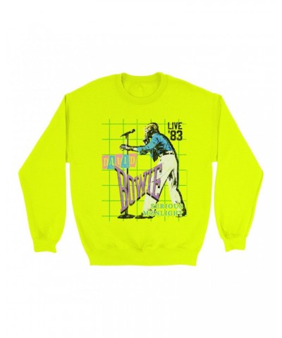 David Bowie Bright Colored Sweatshirt | LIVE In 1983 Serious Moonlight Sweatshirt $13.98 Sweatshirts